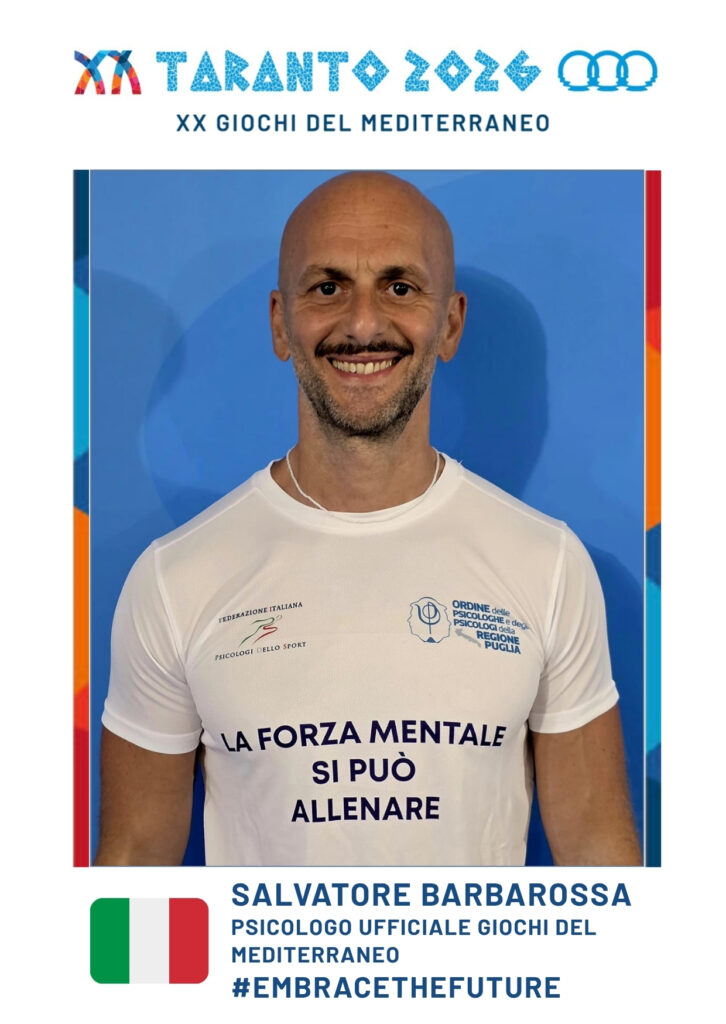 Il Dott. Salvatore Barbarossa, psicologo ufficiale dei XX Giochi del Mediterraneo Taranto 2026